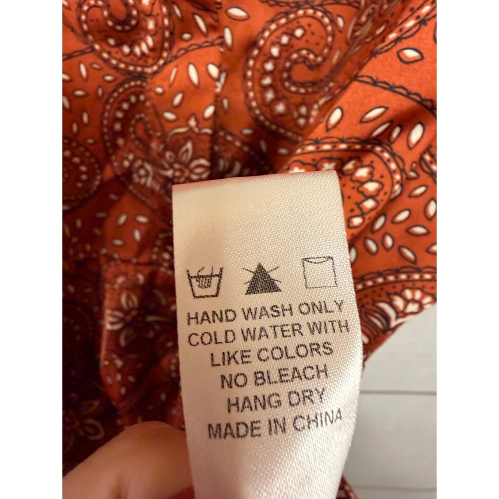 VICI Paisley Print Button Down Kimono Sleeve Shirt Dress Rust‎ S - Picture 7 of 8